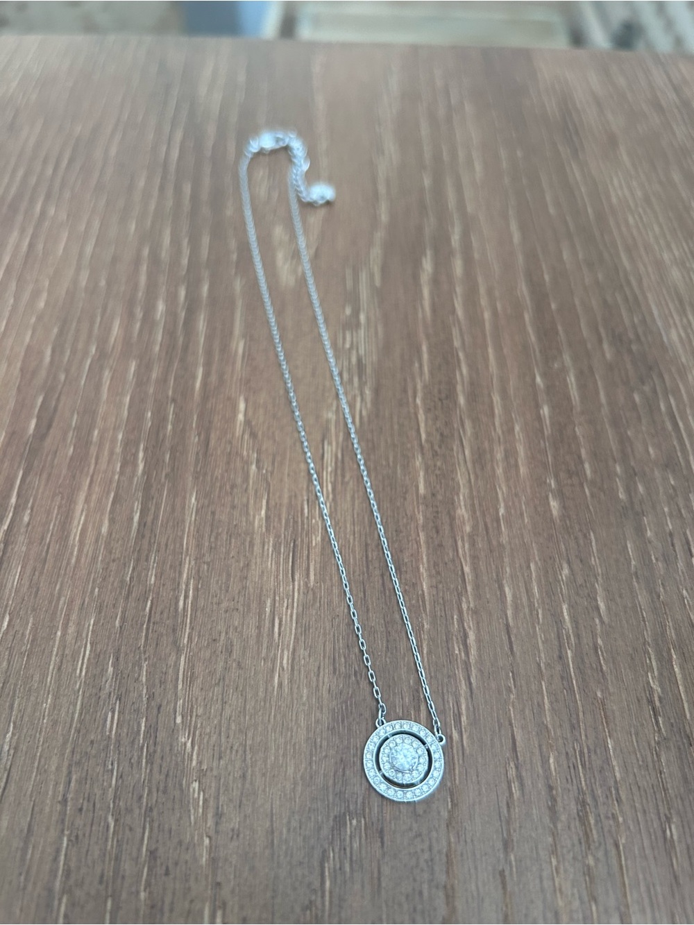 Swarovski Circle Pendant Necklace - White, Round cut, Rhodium plated